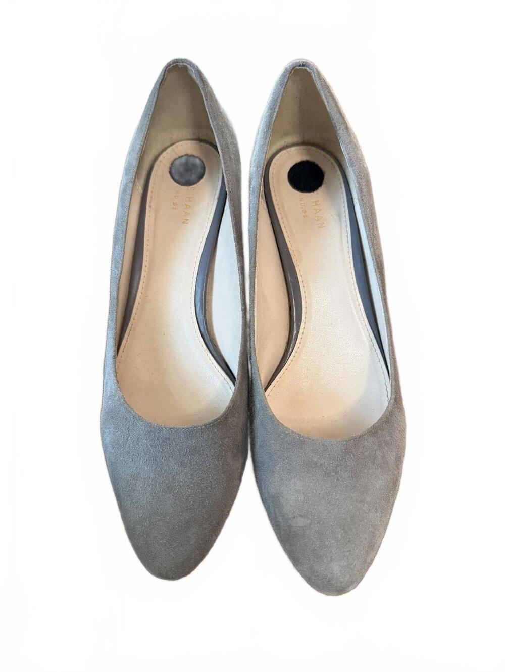 Cole Haan Gray Suede Pointed Toe Kitten Heel Pumps (8.5)